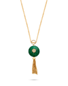 Diamanti Collection Necklace 18K Gold Green Agate Tassle Pendant - Nado's Jewellery