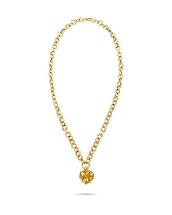 Pietre Collection 18K Gold Heart Drop Necklace