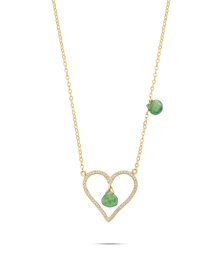  Diamanti Collection 18K Gold and Jade Heart Chain Necklace