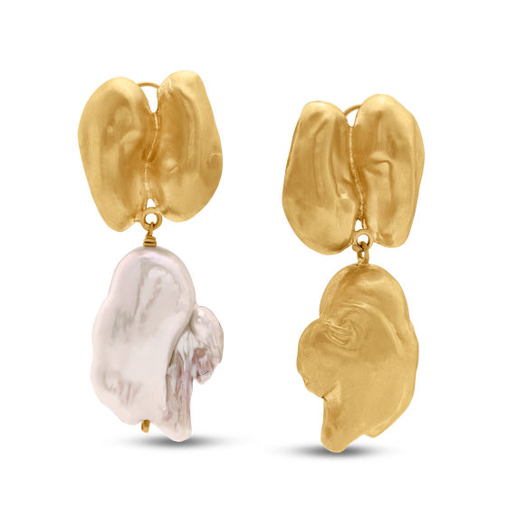 PERLE COLLECTION 21K GOLD SEA PEARL EARRING