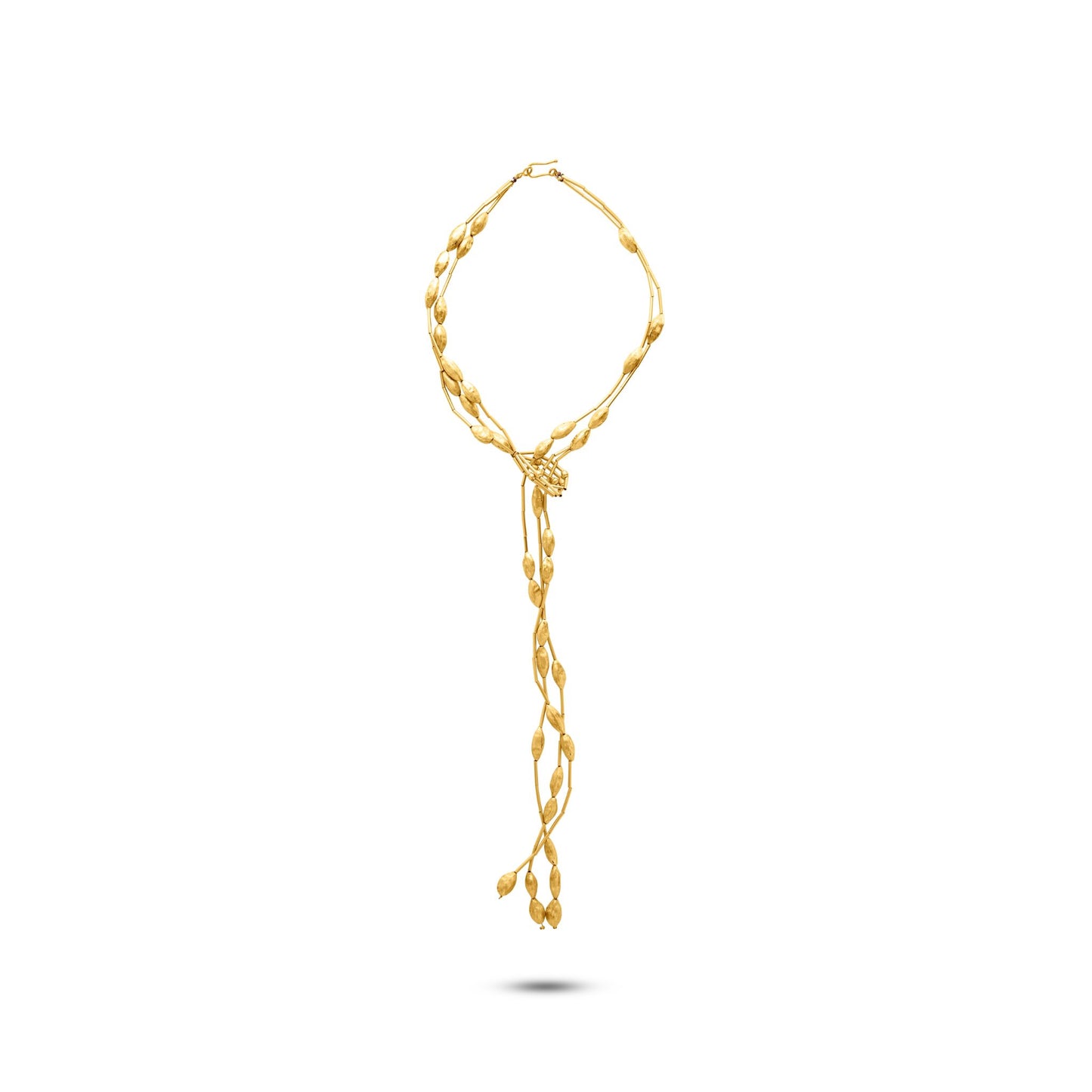 Noccioline Collection 21K Gold Cardamom Cravate Necklace Media - Nado's Jewellery