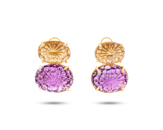 Pietre Collection 18k Gold, Citrine, Amethyst and Smoky Topaz Bonbon earring