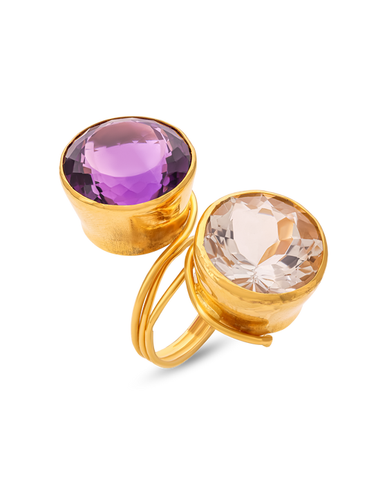 Pietre Collection 21K Gold & Citrine & Amethyst Sorelle Ring