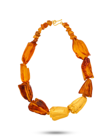  Pietre COLLECTION 21k Gold Amber Necklace Irregolare