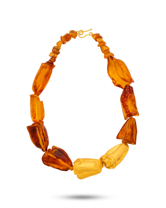 Pietre COLLECTION 21k Gold Amber Necklace Irregolare