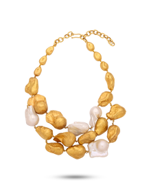  PERLE COLLECTION 21K GOLD & BAROQUE PEARLS Necklace