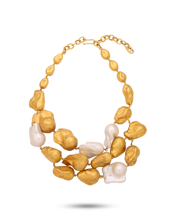 PERLE COLLECTION 21K GOLD & BAROQUE PEARLS Necklace