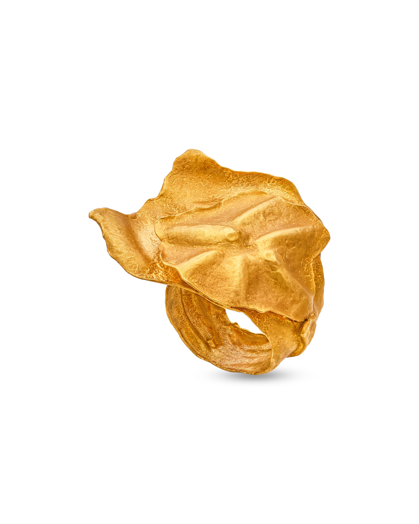 Tesoro Collection Ring 21K Gold Textured Leaf Ring - Nado's Jewellery