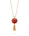 DIAMANTI COLLECTION NECKLACE 18K GOLD RED AGATE TASSLE PENDANT