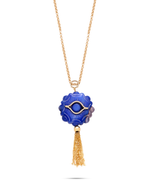  DIAMANTI COLLECTION NECKLACE 18K GOLD BLUE AGATE TASSLE PENDANT