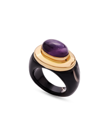  Pietre Collection 18K Gold Sfera Onyx Amethyst Ring