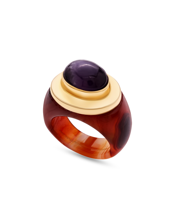 Pietre Collection 18K Gold Sfera Agate Ring