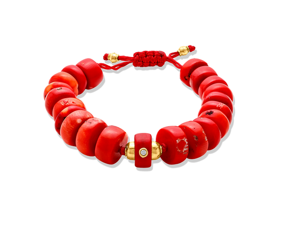 Pietre Collection 21K Gold Corallo Rosso Bracelet