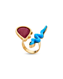  Pietre Collection 21k Gold Serpente Ruby Ring