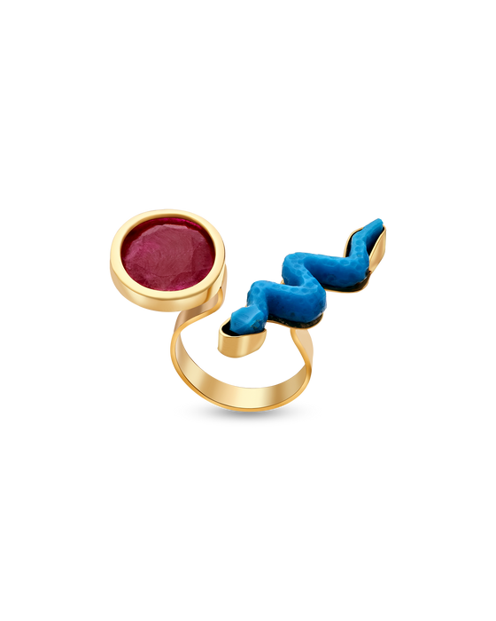 Pietre Collection 21k Gold Serpente Ruby Ring