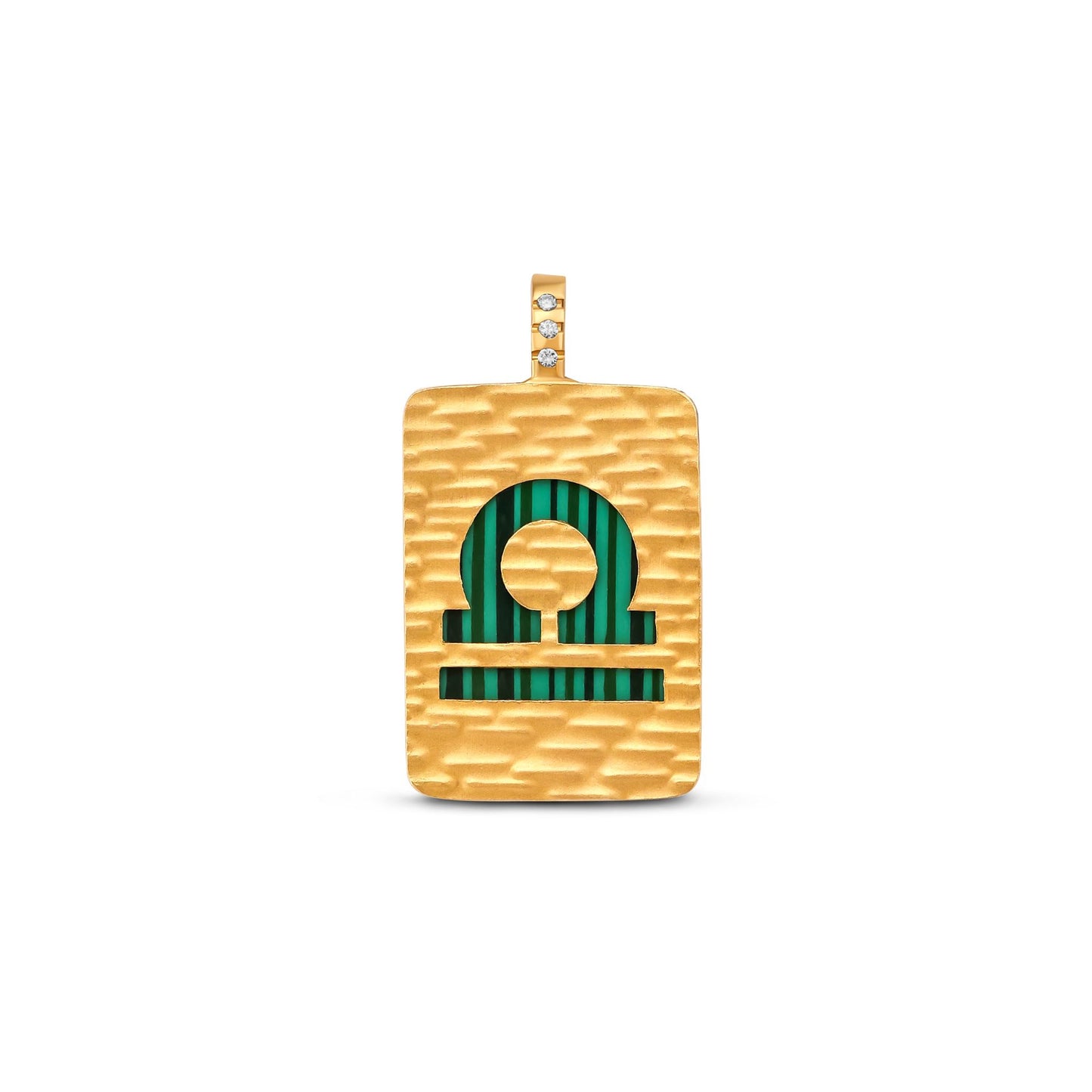 Pietre Collection 18K Gold Malachite & Diamond Horoscope Pendant - Nado's Jewellery