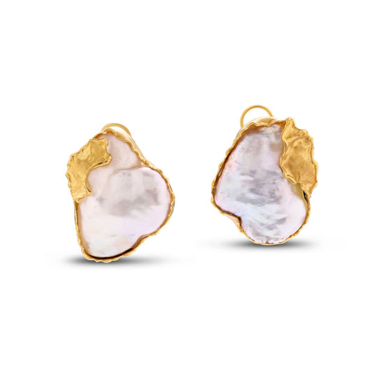 Perle Collection 21K Gold Floating Pearl Earrings