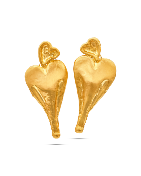 TESORO COLLECTION EARRINGS 21K GOLD HEART EARRINGS