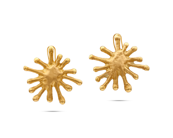 TESORO COLLECTION EARRINGS 21K GOLD SUNBURST SPIKES EARRINGS