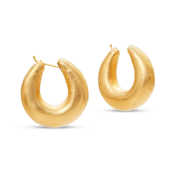 21K Gold Chunky Crescent Earrings