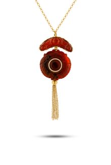  Diamanti Collection 18K Gold Diamonds & Two-Tier Red Agate Tassle Pendant