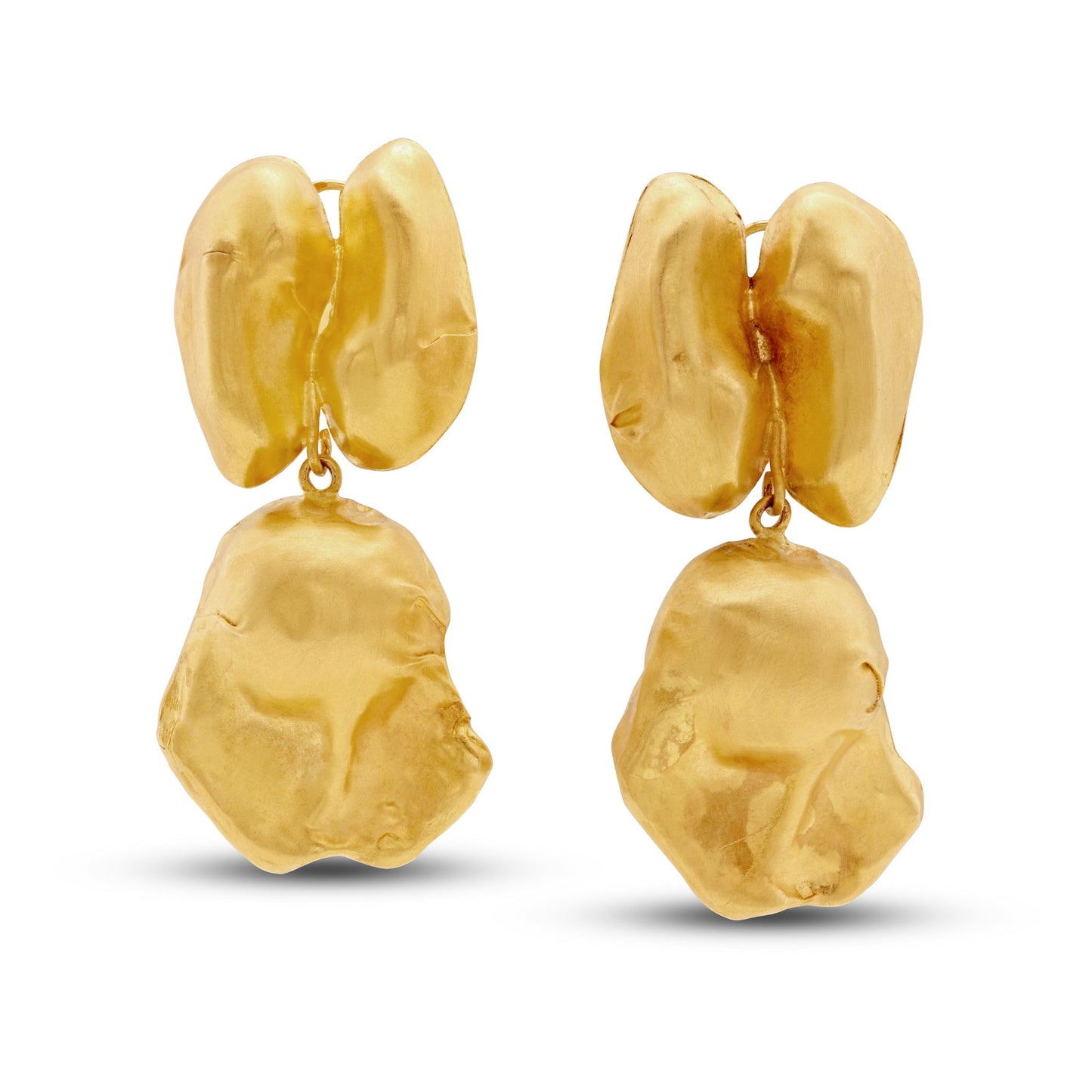 Noccioline Collection 21K Gold Double Cashew Dangle Drop Earrings - Nado's Jewellery