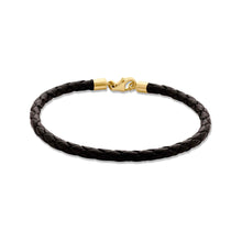  Terra Collection 18K Gold Braided Black Leather Bracelet Grande