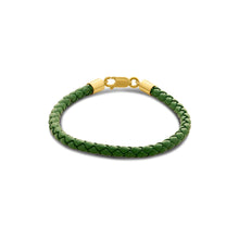  Terra Collection 18K Gold Braided Green Leather Bracelet Piccola