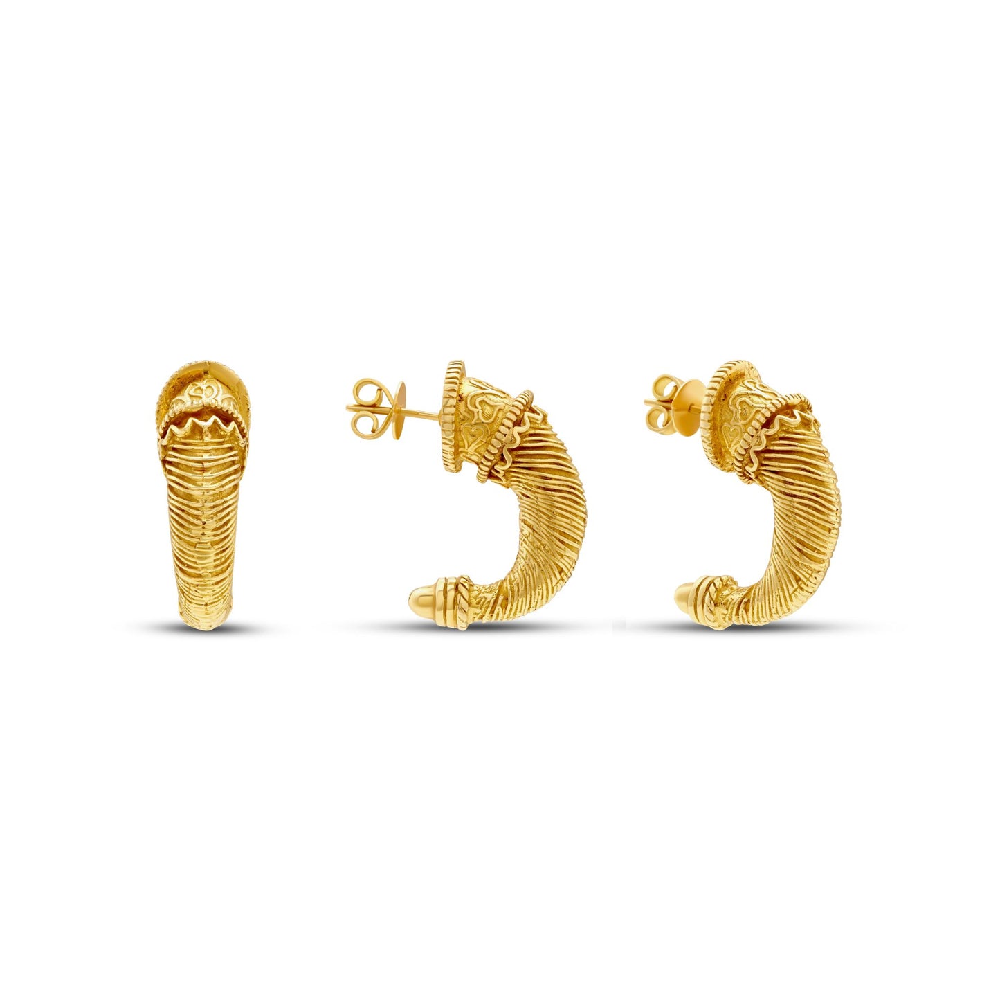 Tesoro Collection 18K Gold Horn Inspired Earrings - Nado's Jewellery