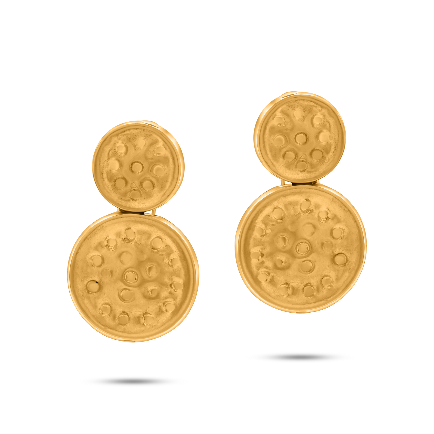 Tesoro Collection 21K Gold Studded Pulsante Earrings - Nado's Jewellery