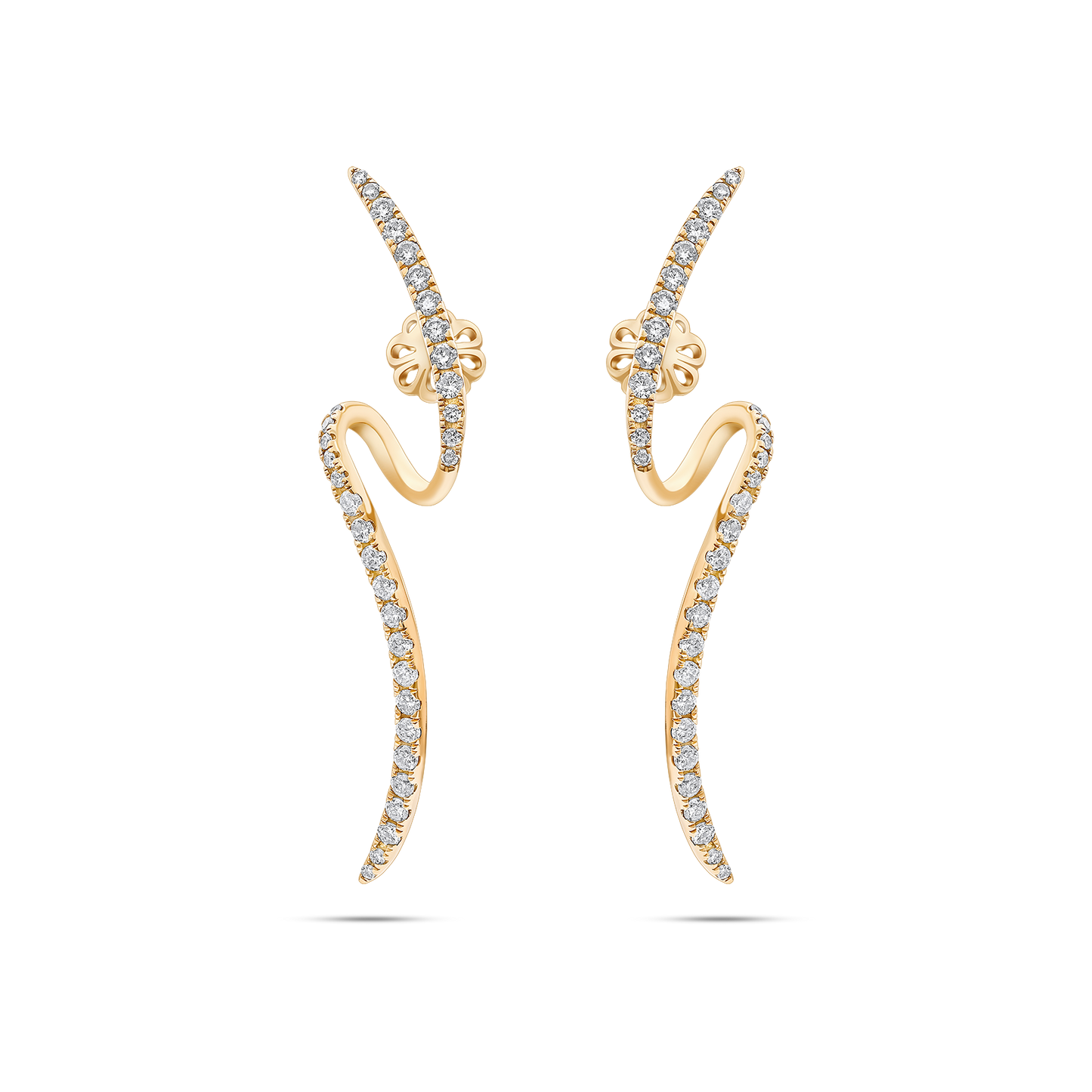 18K Gold & Diamond Irregular Line Earring (One Ear Only) - Nado's Jewellery