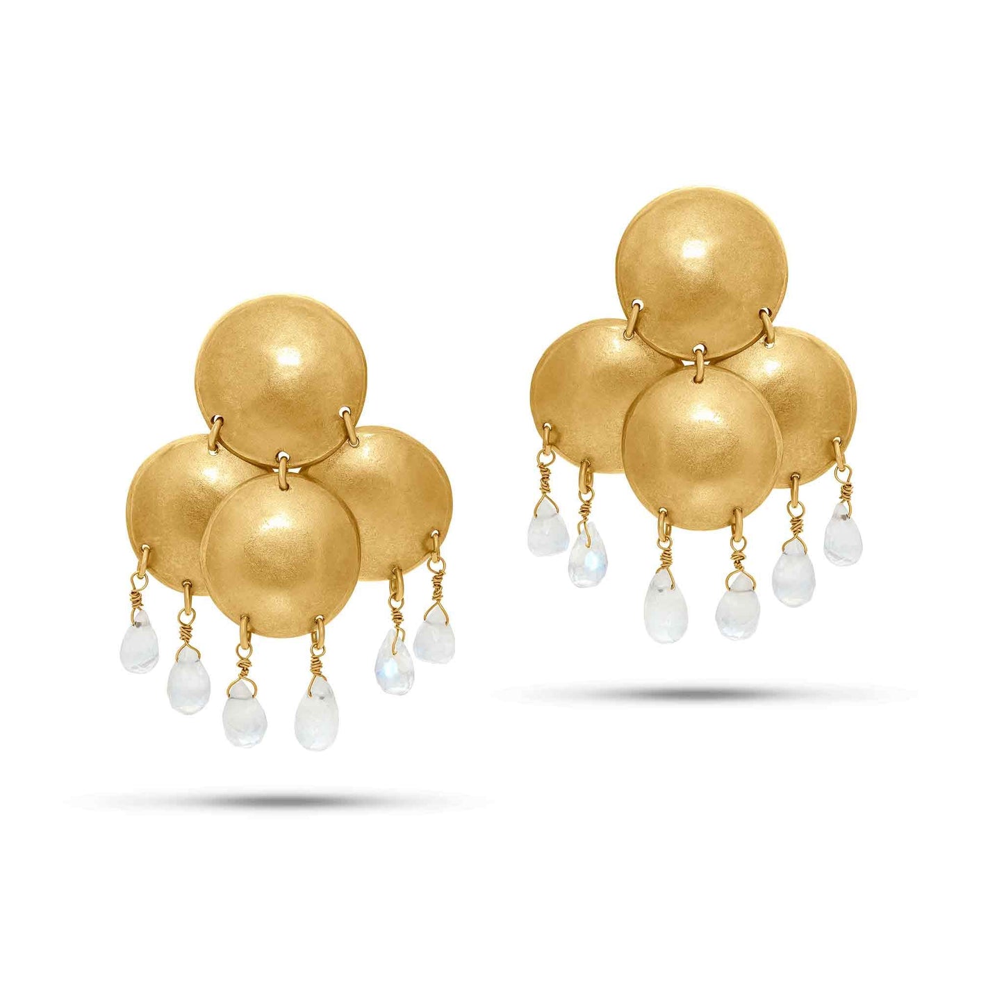Pietre Collection 21K Gold Dome Earrings With Opal - Nado's Jewellery