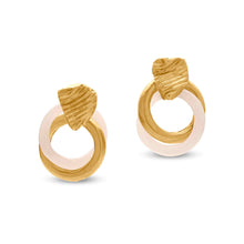  Pietre Collection 21K Gold White Onyx Ribbed Earrings