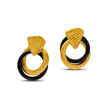  Pietre Collection 21K Gold & Black Onyx Ribbed Earrings