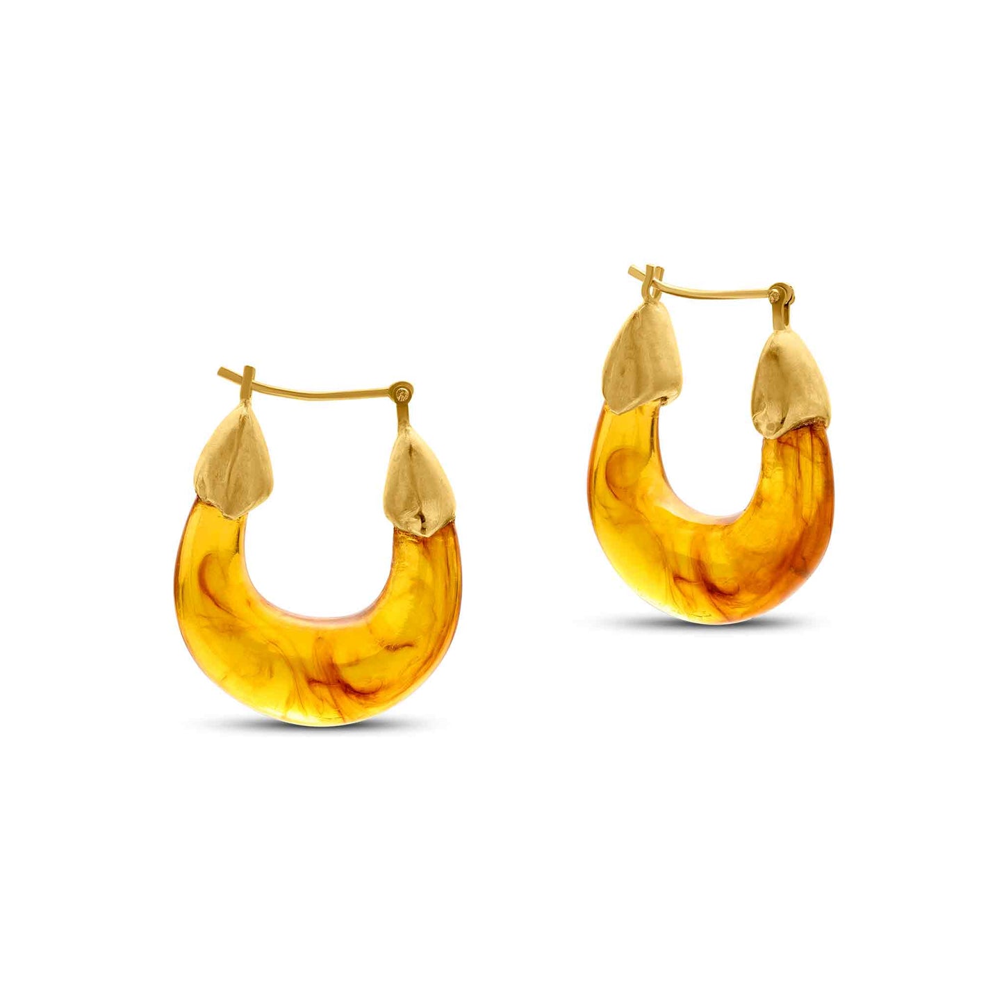 Pietre Collection 21K Gold Agate Hoop Earrings - Nado's Jewellery
