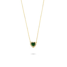  Diamanti Collection 18K Gold Diamond & Emerald Heart Necklace