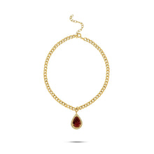  Diamanti Collection 21K Gold Teardrop Ruby & Diamonds Curb Link Necklace