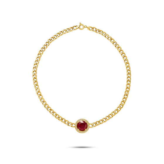 Diamanti Collection 21K Gold, Ruby & Diamonds Curb Link Choker