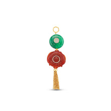  Diamanti Collection 18k Gold Green and Red Agate Tassale Pendant with Diamonds