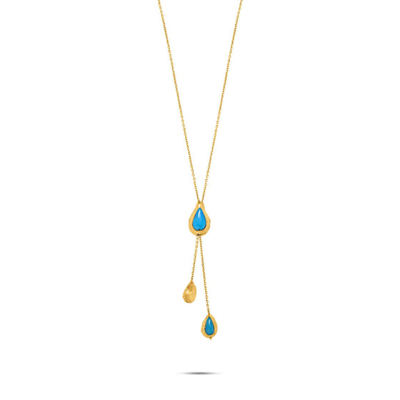 Turchese Collection 18K Gold Turquoise Cardamon Bolero Necklace