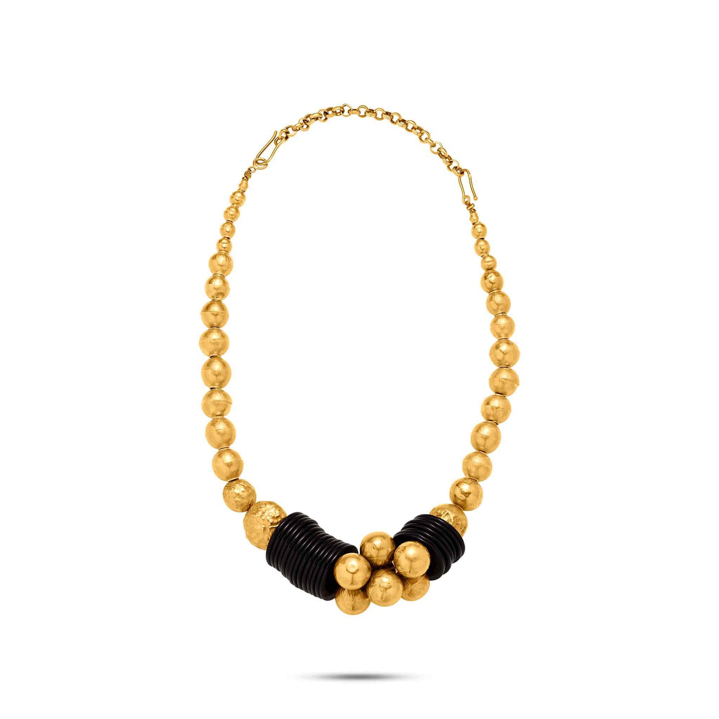 Pietre Collection Pearl Shaped 21K Gold & Onyx Discs Collier - Nado's Jewellery