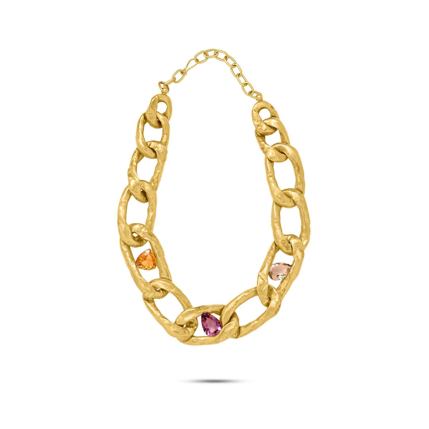 Pietre Collection 21K Gold No-Ma-Do'S Amethyst & Citrine Chunky Chain Link Necklace - Nado's Jewellery