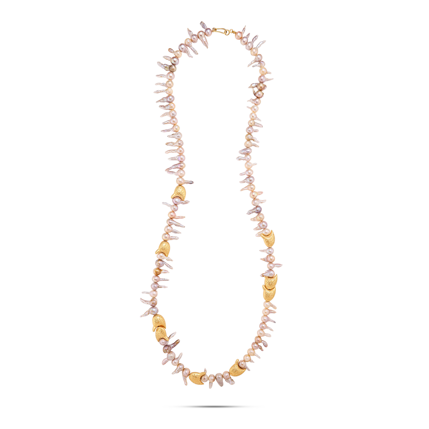 Perle Collection 21K Gold Neckalce With Abundant Coral Beads And Gold Fish Accents - Nado's Jewellery