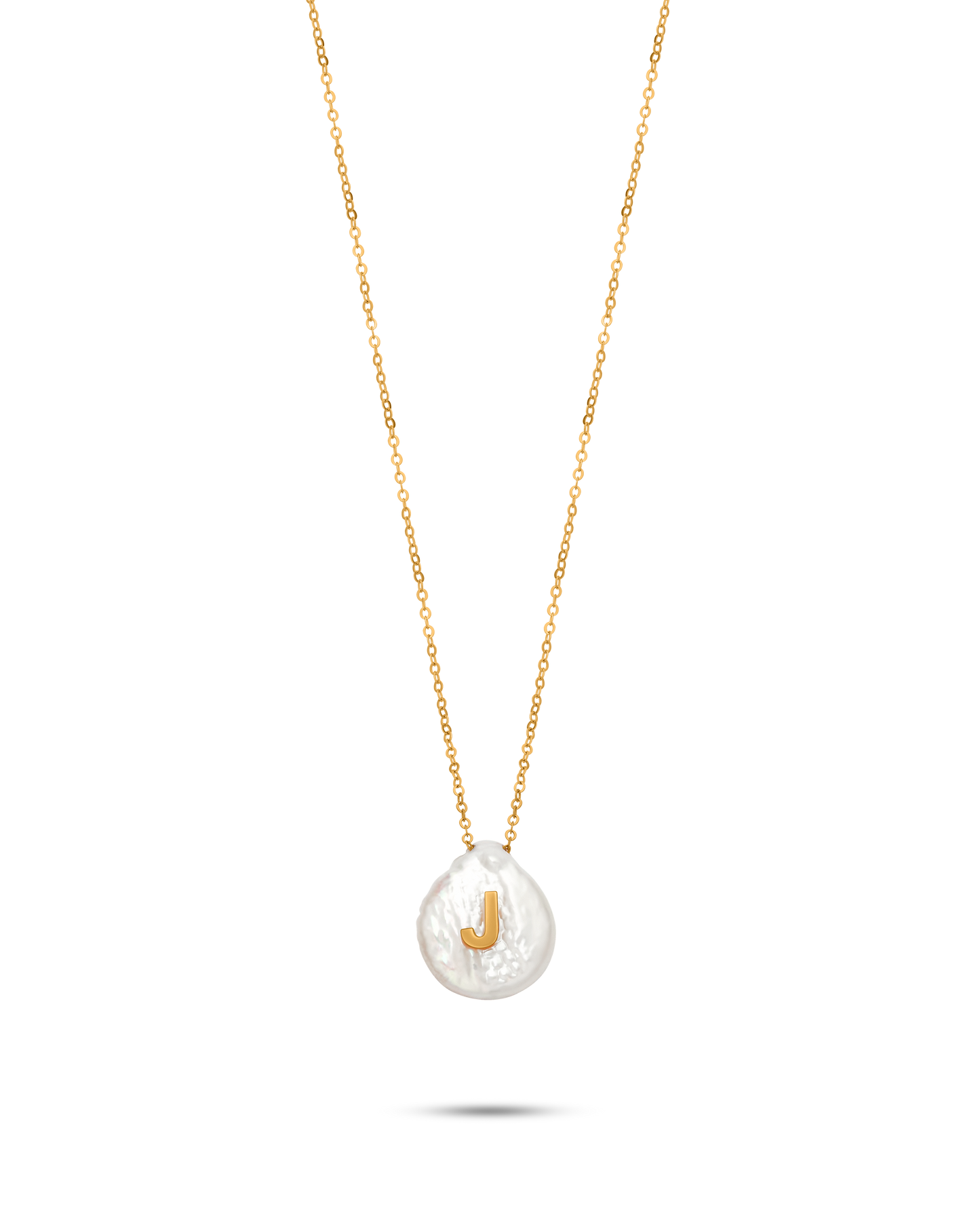 Perle Collection 18K Gold Initial Letter Pearl Pendant Necklace - Nado's Jewellery