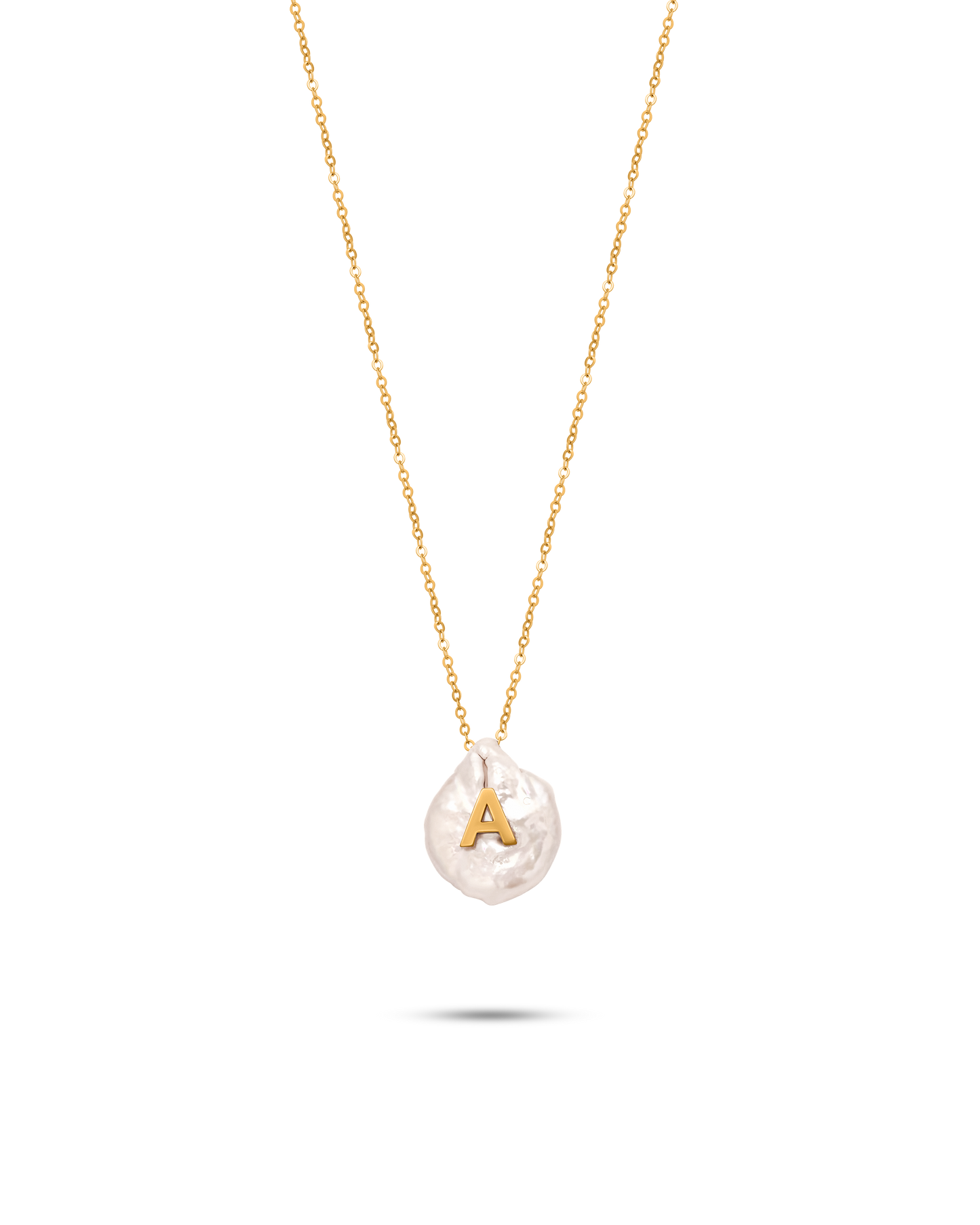 Perle Collection 18K Gold Initial Letter Pearl Pendant Necklace - Nado's Jewellery