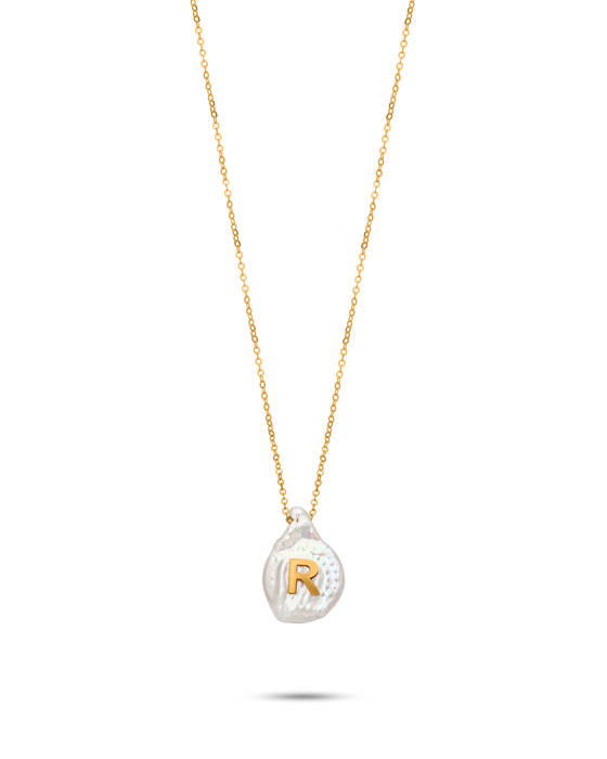 Perle Collection 18K Gold Initial Letter Pearl Pendant Necklace