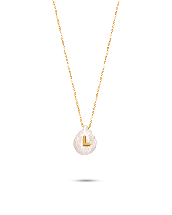 Perle Collection 18K Gold Initial Letter Pearl Pendant Necklace