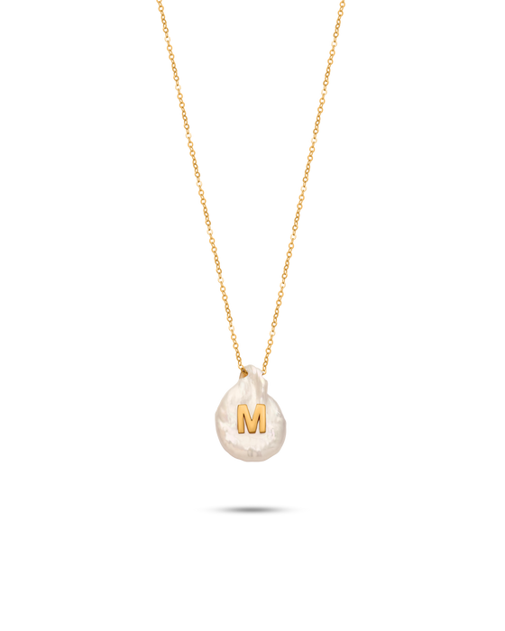 Perle Collection 18K Gold Initial Letter Pearl Pendant Necklace