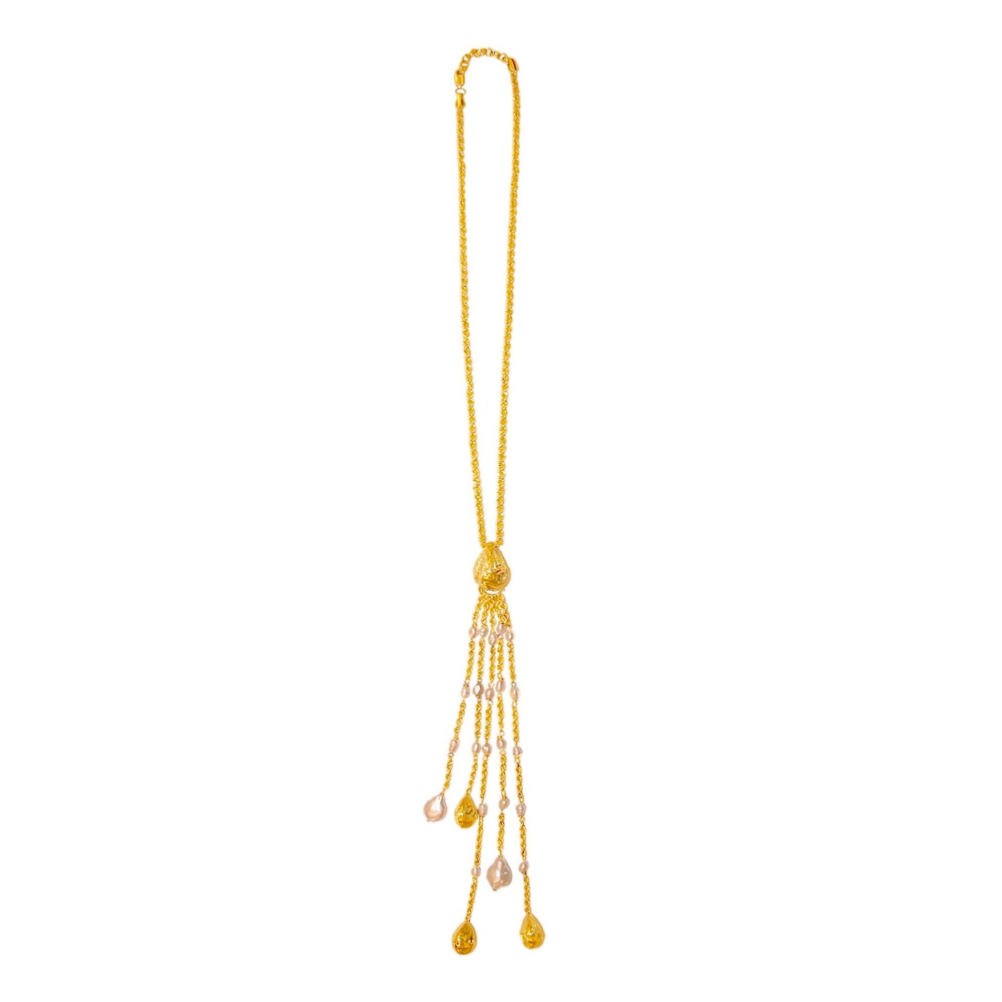 18K Gold Cardamom Bolero With Pearls Necklace - Nado's Jewellery