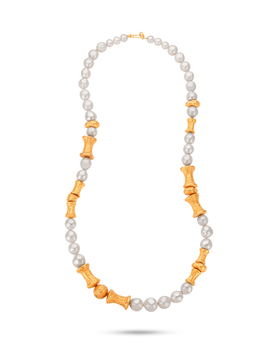 Perle Collection  21K Gold Annd Pearls Sautoir Necklace